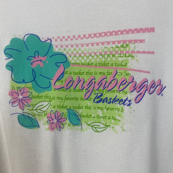 Longaberger Tops - LONGABERGER Baskets White Fitted T-Shirt 2XL 100% Cotton